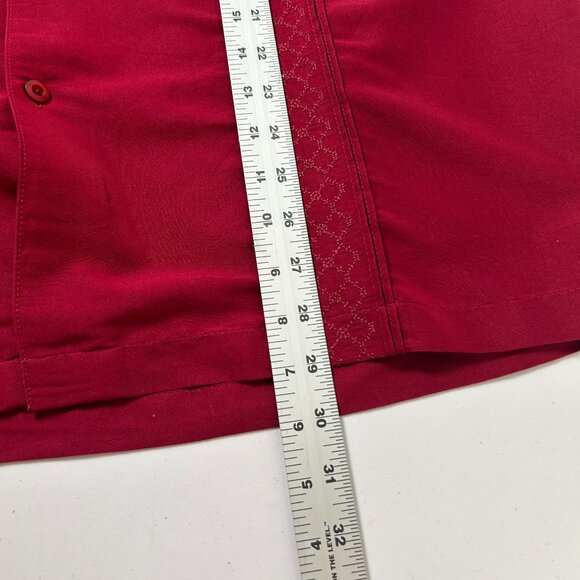 Cubavera Button Up Shirt Mens L Red Embroidered Short Sleeve Bowling - Picture 11 of 11
